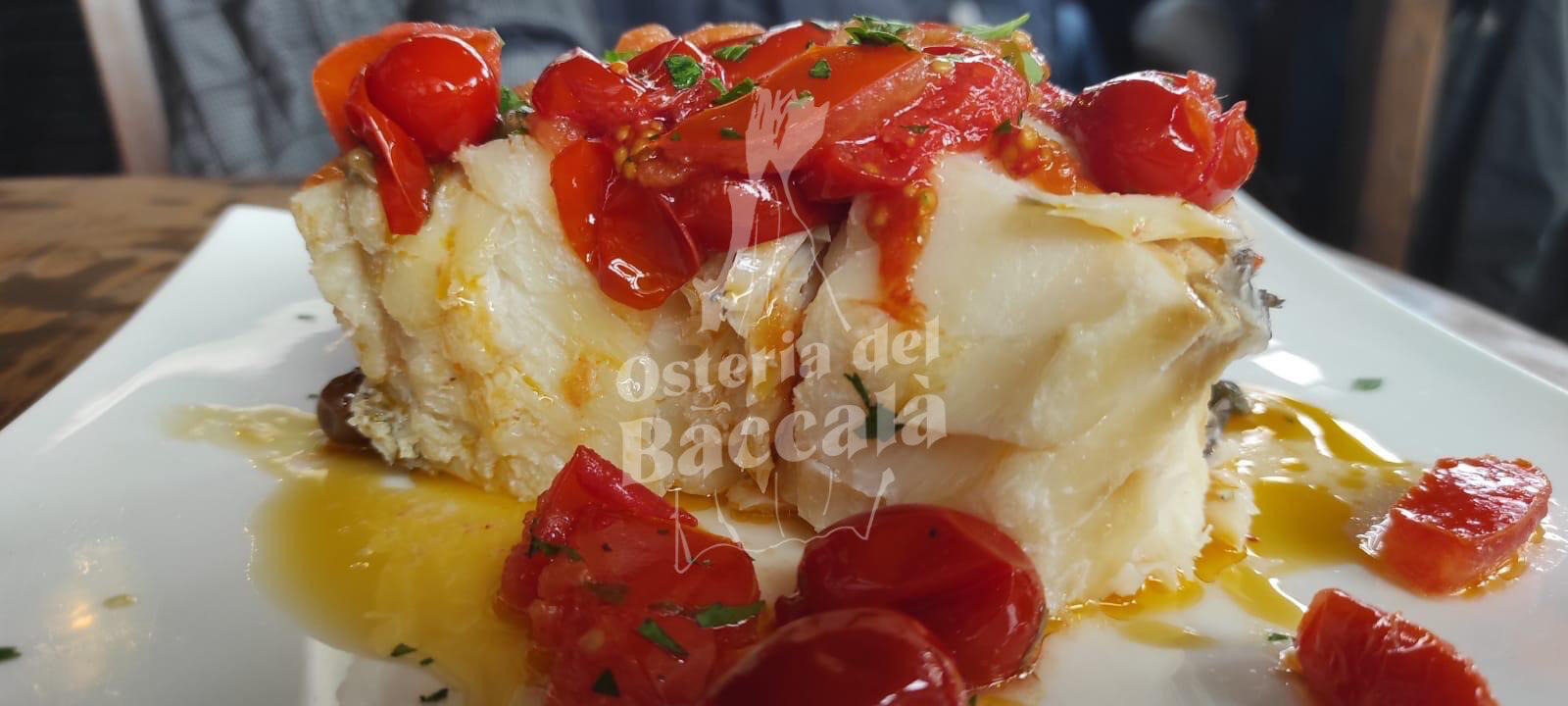 Baccalà con pomodoro del Piennolo osteria del baccalà