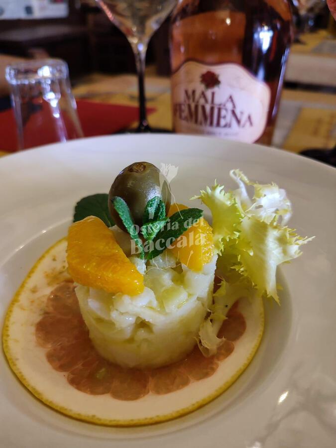 Tartare di baccalà con peschiere ed arance osteria del baccalà